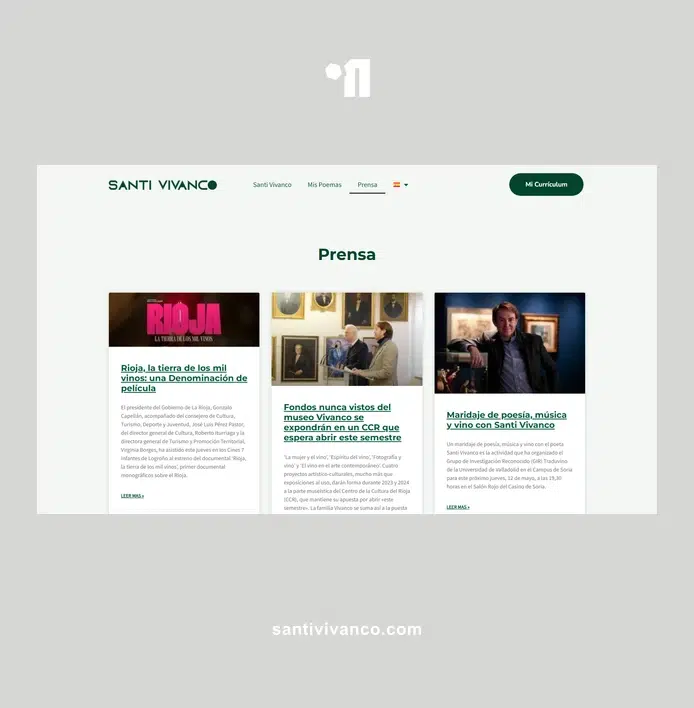 Diseño web para escritor y poeta | Santi Vivanco