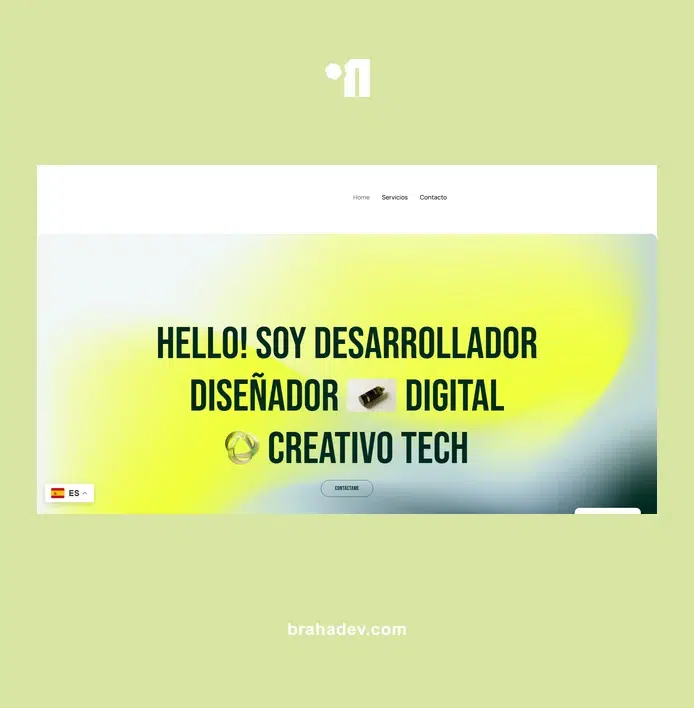 Captura de pantalla de un portafolio web que presenta a un desarrollador y diseñador digital
